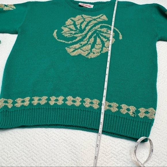 vintage Le Rouge Green/Gold Long Sleeve Sweater Size M/L - Picture 8 of 11